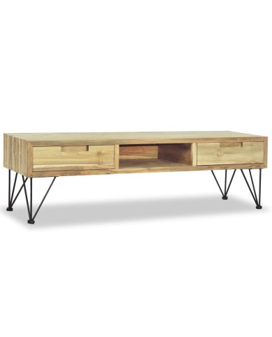 Meuble TV 120 x 35 x 35 cm Teck massif