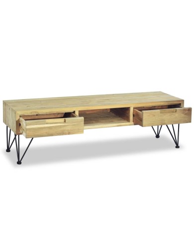 Meuble TV 120 x 35 x 35 cm Teck massif