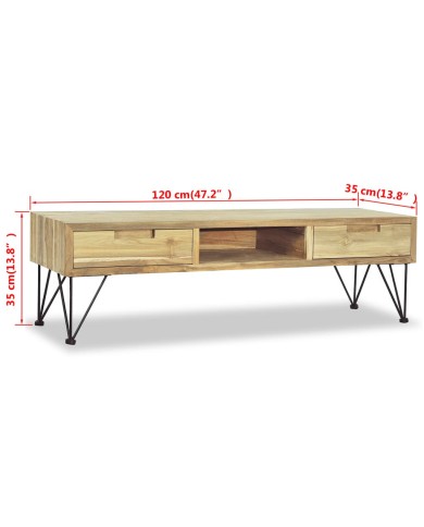 Meuble TV 120 x 35 x 35 cm Teck massif