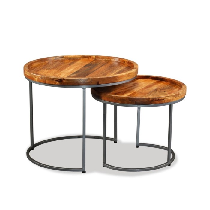 Ensemble de tables d'appoint 2 pcs Bois de manguier massif