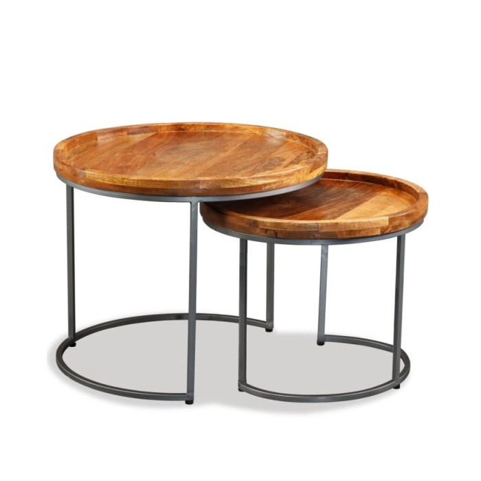 Ensemble de tables d'appoint 2 pcs Bois de manguier massif