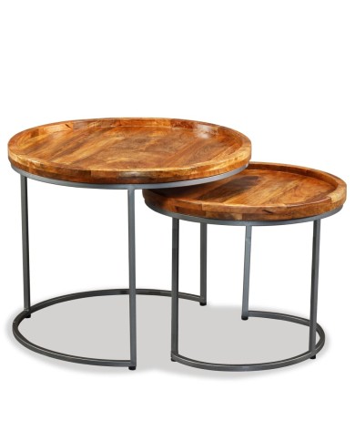 Ensemble de tables d'appoint 2 pcs Bois de manguier massif