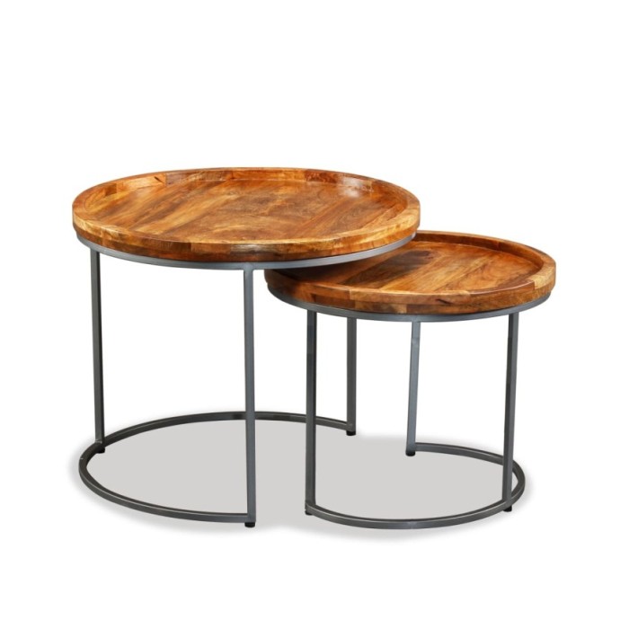 Ensemble de tables d'appoint 2 pcs Bois de manguier massif