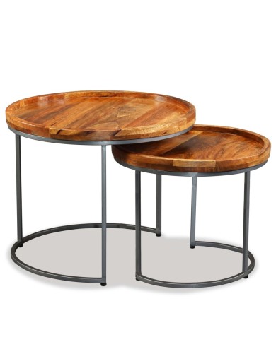 Ensemble de tables d'appoint 2 pcs Bois de manguier massif