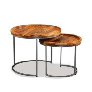 Ensemble de tables d'appoint 2 pcs Bois de manguier massif