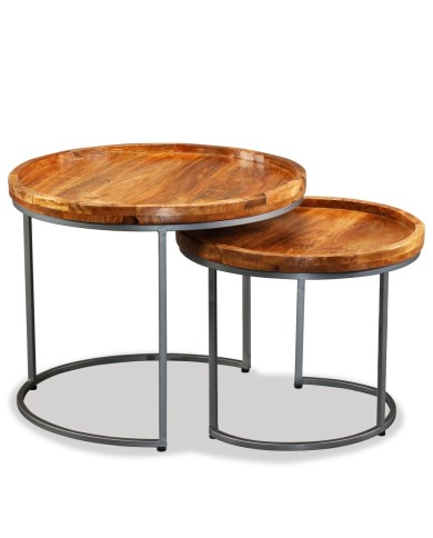 Ensemble de tables d'appoint 2 pcs Bois de manguier massif