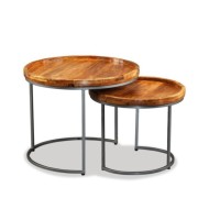 Ensemble de tables d'appoint 2 pcs Bois de manguier massif