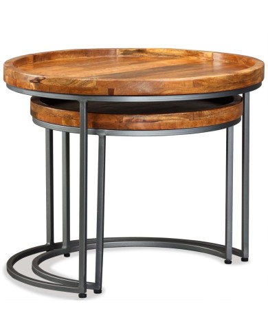 Ensemble de tables d'appoint 2 pcs Bois de manguier massif