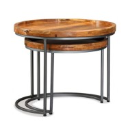 Ensemble de tables d'appoint 2 pcs Bois de manguier massif