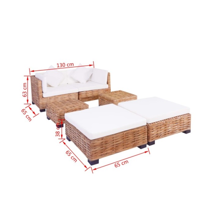 Jeu de canapés 16 pcs Rotin naturel