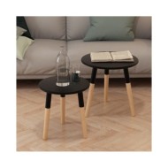 Ensemble de tables d'appoint 2 pcs Bois de pin massif Noir