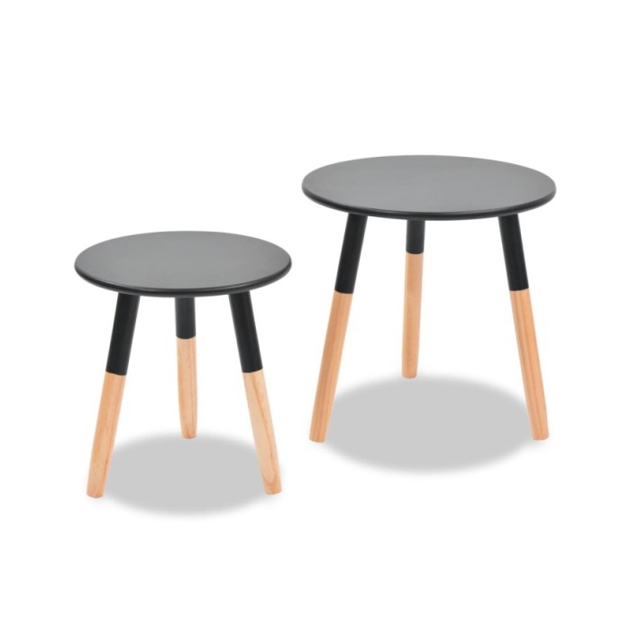 Ensemble de tables d'appoint 2 pcs Bois de pin massif Noir