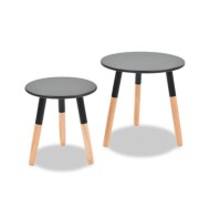 Ensemble de tables d'appoint 2 pcs Bois de pin massif Noir