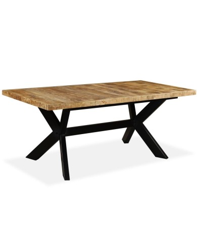 Table de salle à manger Bois de manguier solide et Acier 180 cm