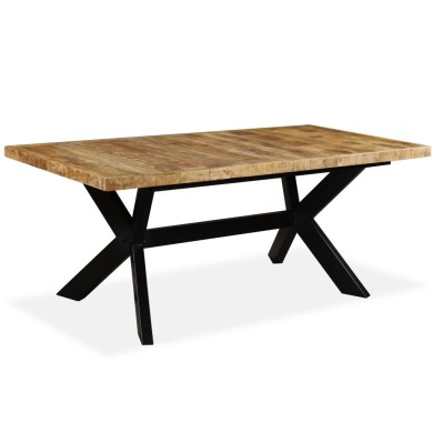 Table de salle à manger Bois de manguier solide et Acier 180 cm