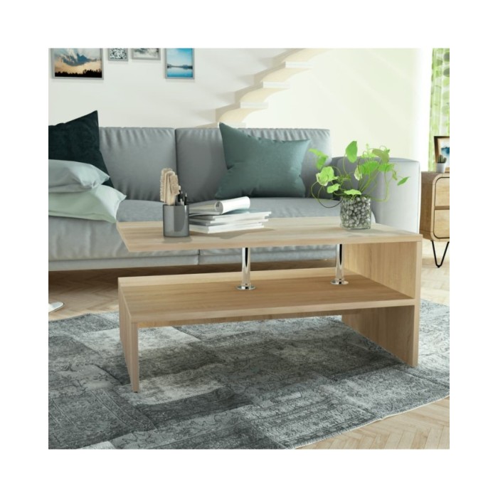 Table basse en aggloméré 90 x 59 x 42 cm Chêne