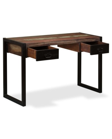 Bureau avec 2 tiroirs Bois de récupération massif 120x50x76 cm