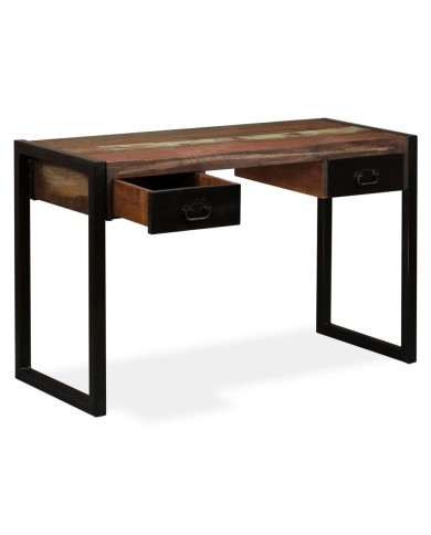 Bureau avec 2 tiroirs Bois de récupération massif 120x50x76 cm
