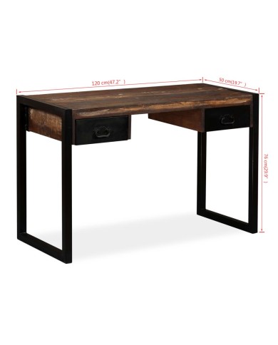 Bureau avec 2 tiroirs Bois de récupération massif 120x50x76 cm