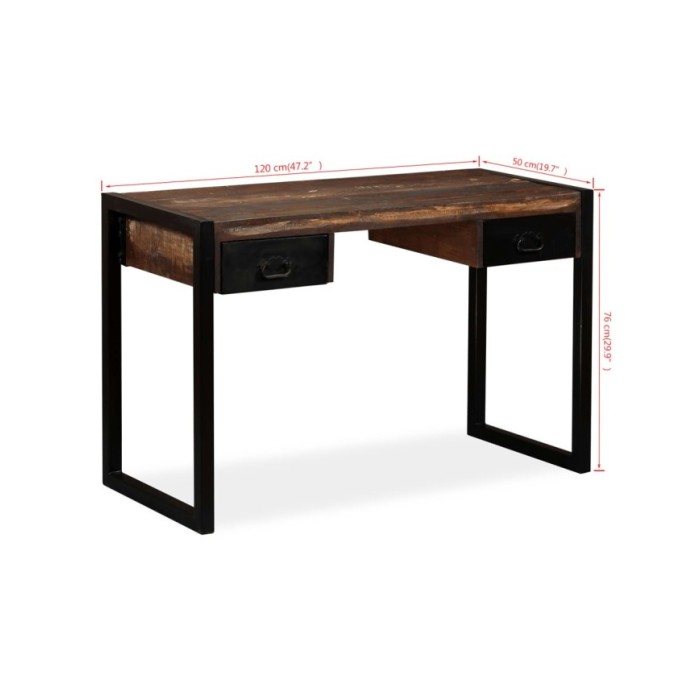 Bureau avec 2 tiroirs Bois de récupération massif 120x50x76 cm