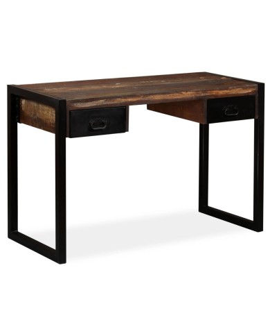 Bureau avec 2 tiroirs Bois de récupération massif 120x50x76 cm