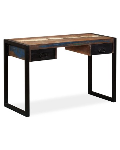 Bureau avec 2 tiroirs Bois de récupération massif 120x50x76 cm