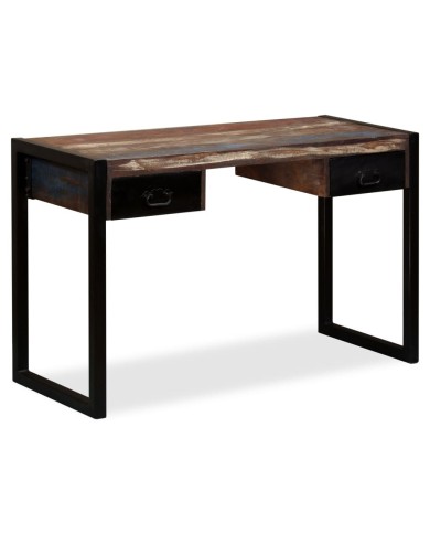 Bureau avec 2 tiroirs Bois de récupération massif 120x50x76 cm