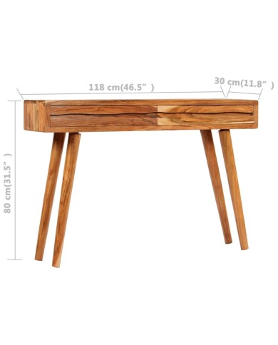 Table console Bois d'acacia avec tiroirs sculptés 118x30x80 cm