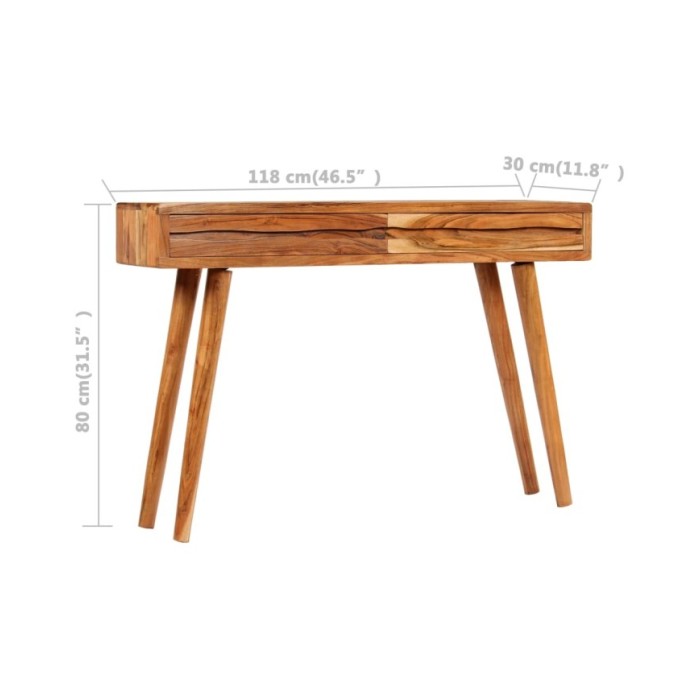 Table console Bois d'acacia avec tiroirs sculptés 118x30x80 cm