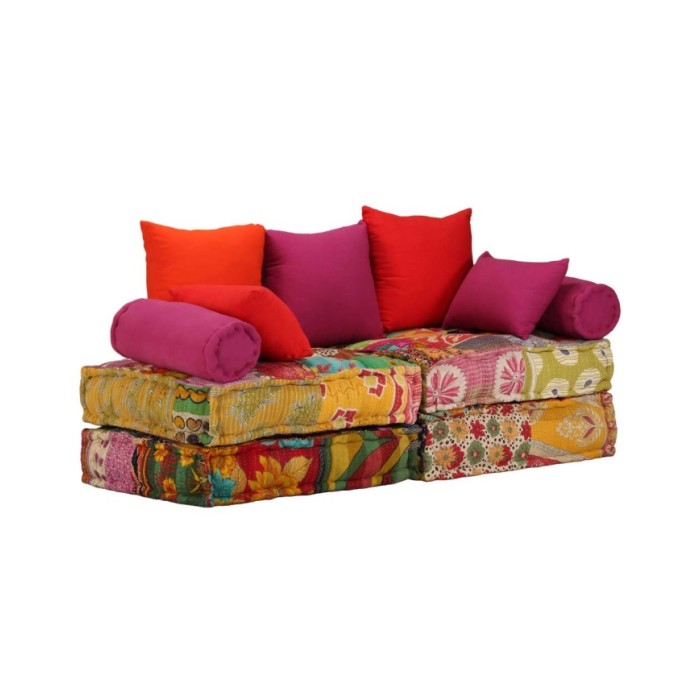 Pouf modulaire à 2 places Patchwork Tissu