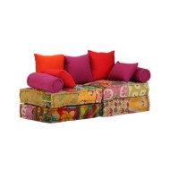 Pouf modulaire à 2 places Patchwork Tissu