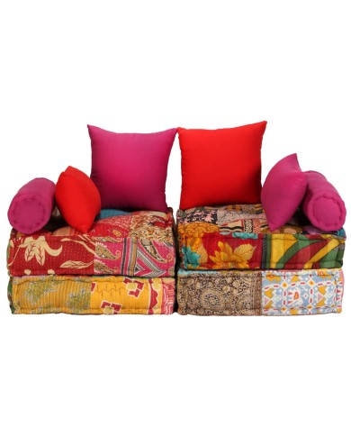 Pouf modulaire à 2 places Patchwork Tissu