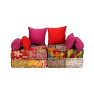 Pouf modulaire à 2 places Patchwork Tissu