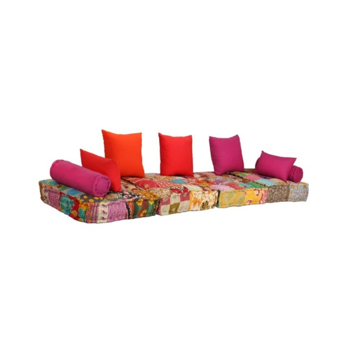 Pouf modulaire à 2 places Patchwork Tissu