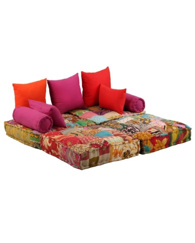 Pouf modulaire à 2 places Patchwork Tissu