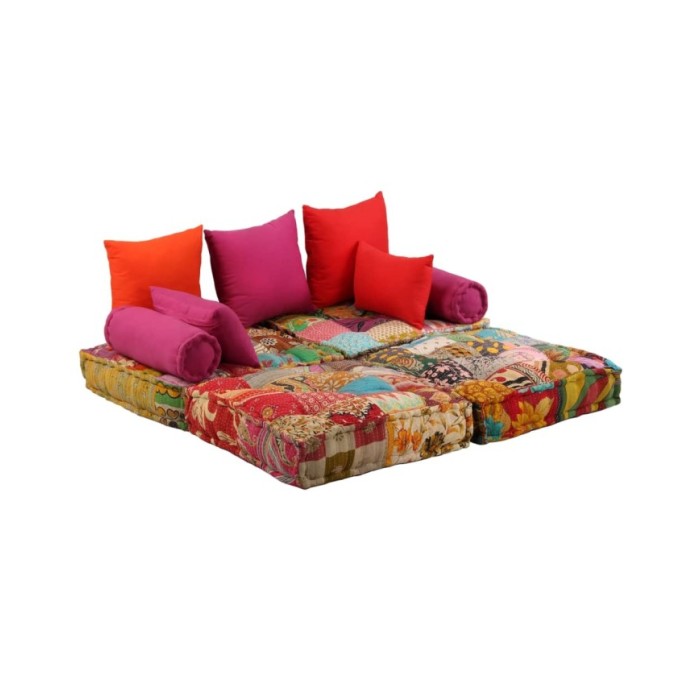 Pouf modulaire à 2 places Patchwork Tissu