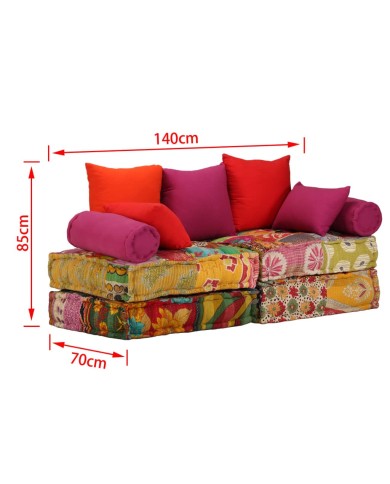 Pouf modulaire à 2 places Patchwork Tissu