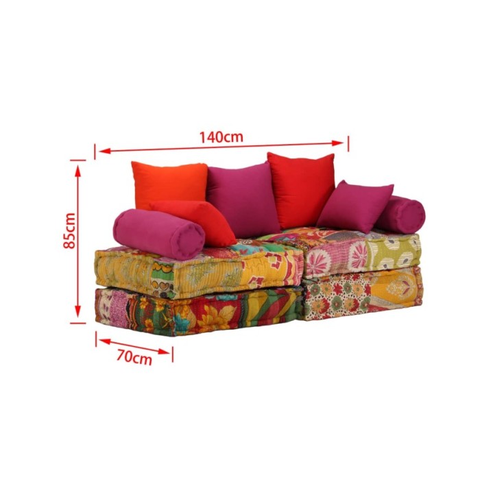 Pouf modulaire à 2 places Patchwork Tissu