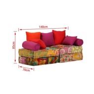 Pouf modulaire à 2 places Patchwork Tissu