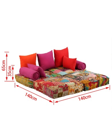 Pouf modulaire à 2 places Patchwork Tissu