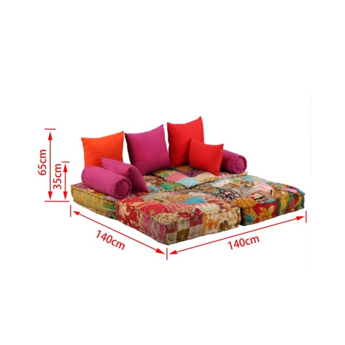 Pouf modulaire à 2 places Patchwork Tissu