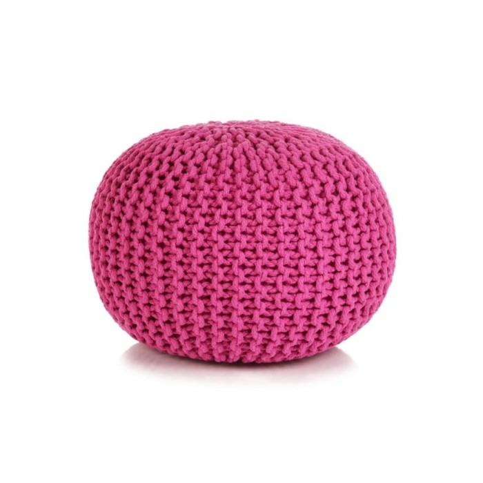 Pouf tricoté à la main Coton 50 x 35 cm Rose
