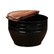Table basse Bois de récupération massif Forme de baril Noir