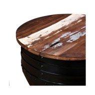 Table basse Bois de récupération massif Forme de baril Noir