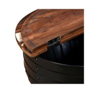 Table basse Bois de récupération massif Forme de baril Noir