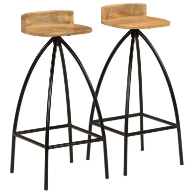 Chaises de bar 2 pcs Bois de manguier solide