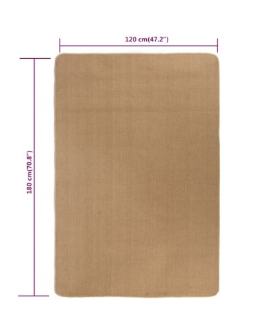 Tapis en jute avec support en latex 120 x 180 cm Naturel