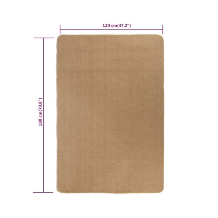 Tapis en jute avec support en latex 120 x 180 cm Naturel