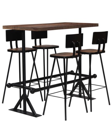 Mobilier de bar 5 pcs Bois de récupération massif