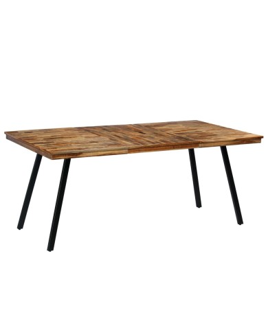 Table de salle à manger Teck recyclé et acier 180 x 90 x 76 cm